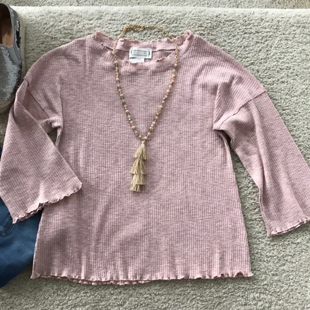 Pink Color 3/4 Sleeves Tunic Top - Picture 3 of 7